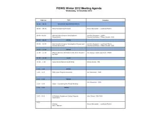 FISWG Winter 2012 Meeting Agenda Wednesday, 12 December 2012