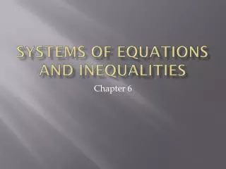 systems of equations and inequalities