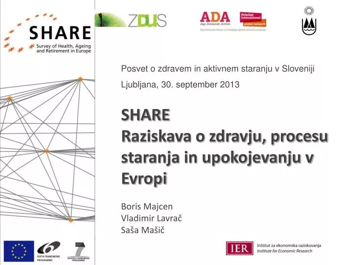 posvet o zdravem in aktivnem staranju v sloveniji ljubljana 30 september 2013