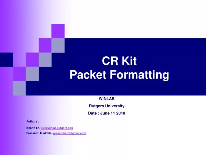 cr kit packet formatting