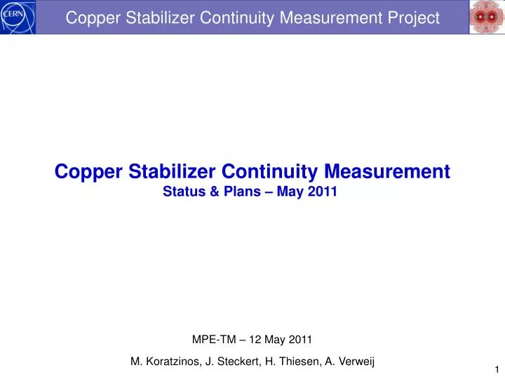 copper stabilizer continuity measurement project