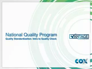 National Quality Program Quality Standardization: Intro to Quality Check