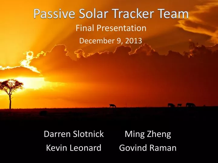 passive solar tracker team final presentation
