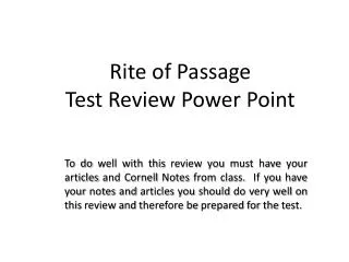 Rite of Passage Test Review Power Point
