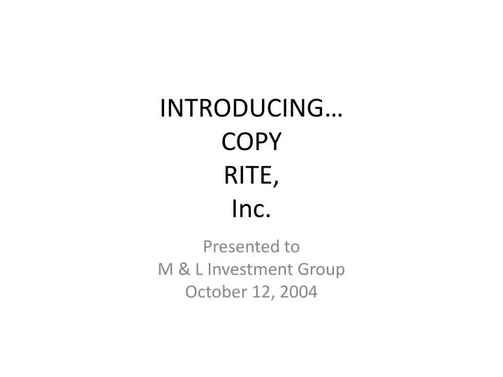 introducing copy rite inc