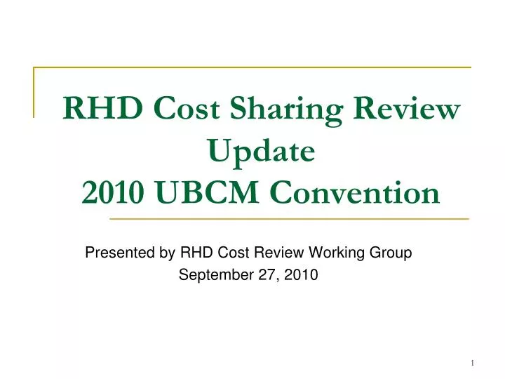rhd cost sharing review update 2010 ubcm convention