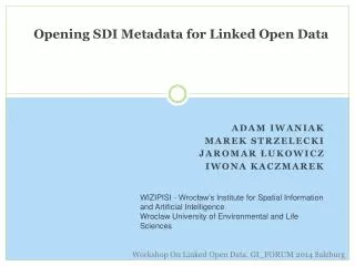 Opening SDI Metadata for Linked Open Data