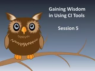 Gaining Wisdom in Using CI Tools Session 5