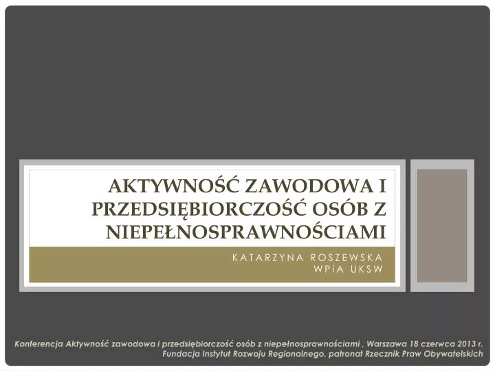 aktywno zawodowa i przedsi biorczo os b z niepe nosprawno ciami