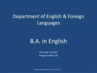 Department of English &amp; Foreign Languages