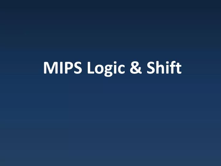 mips logic shift