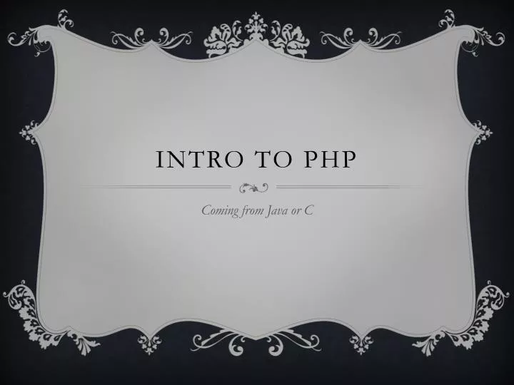 intro to php