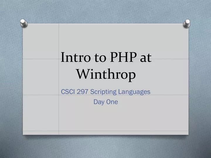 intro to php at winthrop