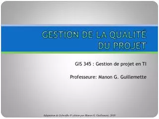 gestion de la qualit du projet