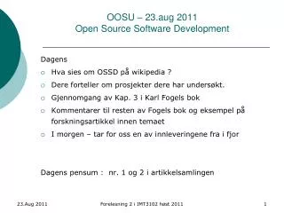oosu 23 aug 2011 open source software development