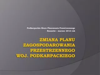 podkarpackie biuro planowania przestrzennego rzesz w marzec 2012 rok