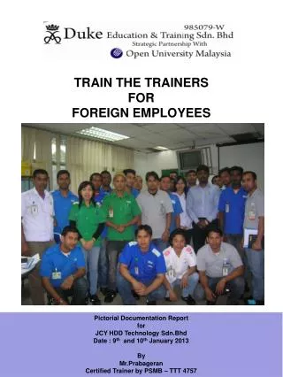 TRAIN THE TRAINERS FOR FOREIGN EMPLOYEES