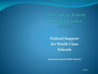 Title I Spring Parent Advisory Council 2012-2013