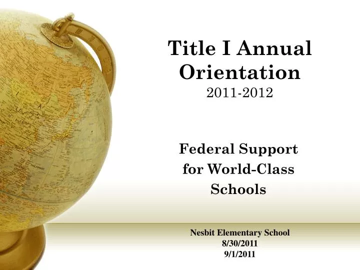 title i annual orientation 2011 2012