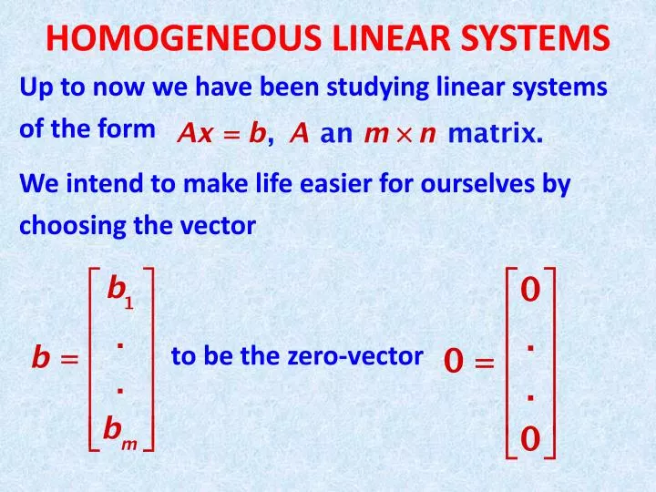 homogeneous linear systems
