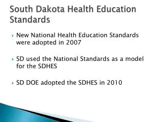 South Dakota Health Education Standards