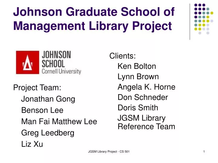 johnson graduate school of management library project