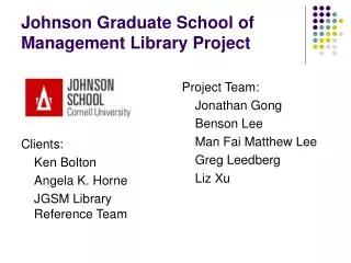 Johnson Graduate School of Management Library Project