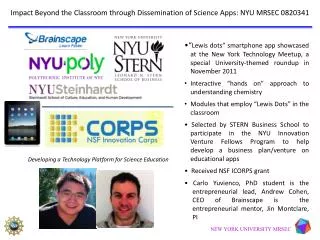Impact Beyond the Classroom through Dissemination of Science Apps: NYU MRSEC 0820341