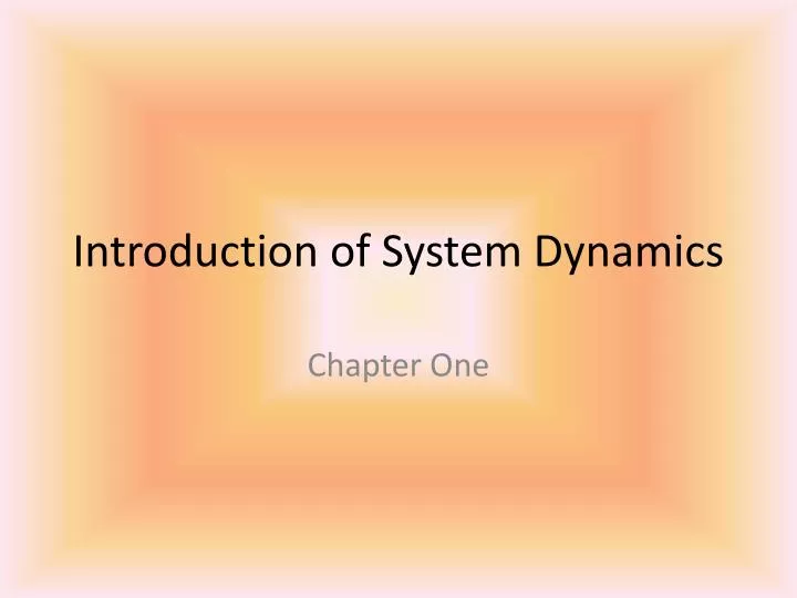 introduction of system dynamics
