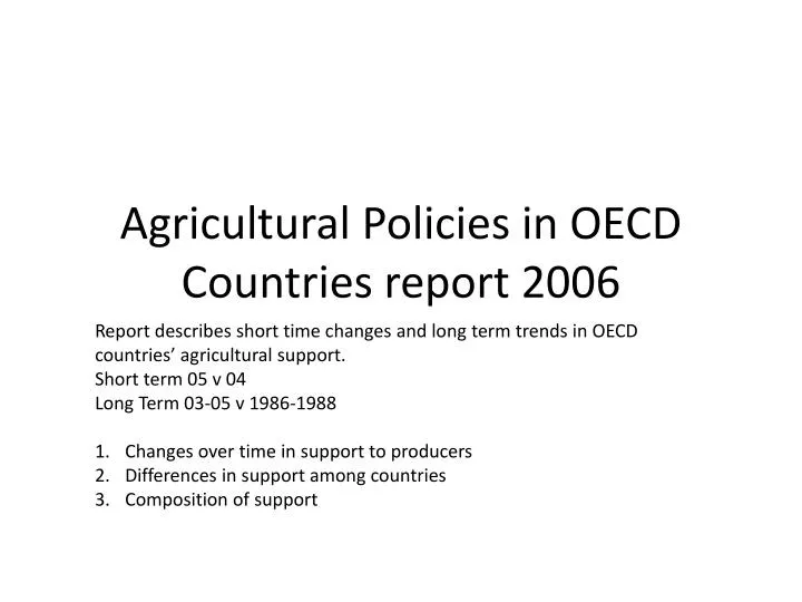 agricultural policies in oecd countries report 2006