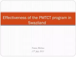 Effectiveness of the PMTCT program in Swaziland