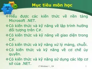 m c ti u m n h c