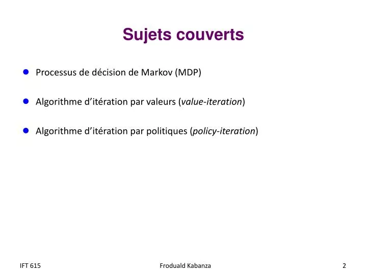 sujets couverts