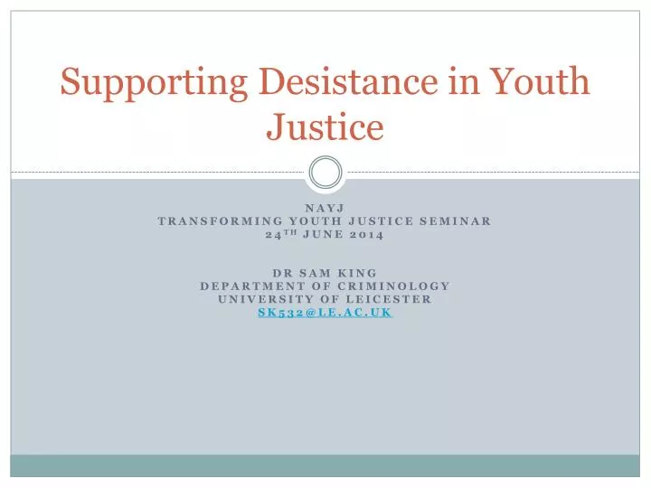 supporting desistance in youth justice