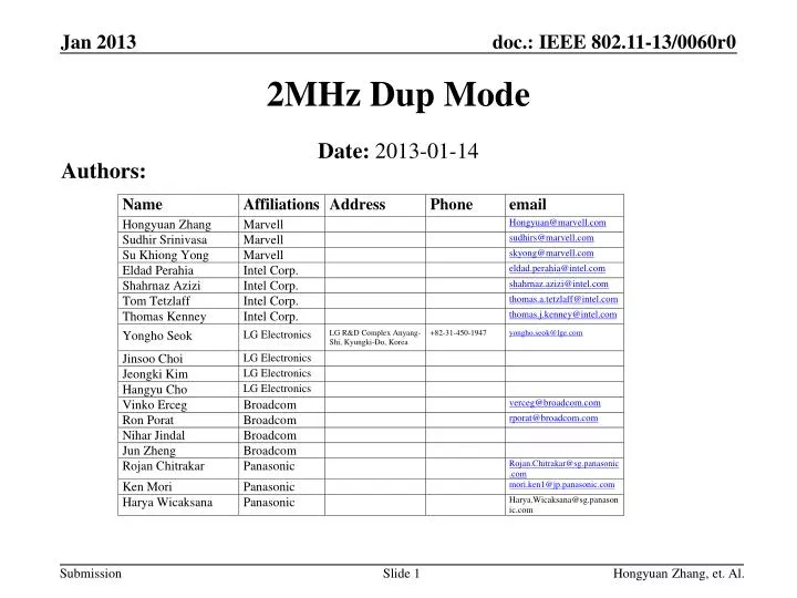 2mhz dup mode