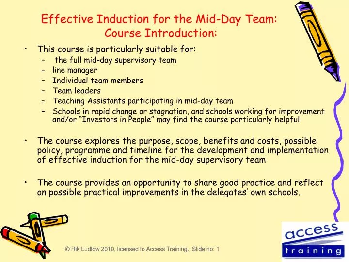 effective induction for the mid day team course introduction