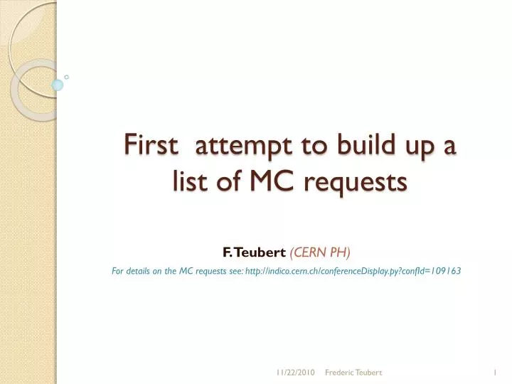 first attempt to build up a list of mc requests