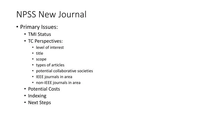 npss new journal