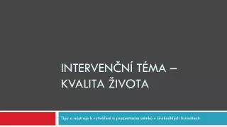interven n t ma kvalita ivota