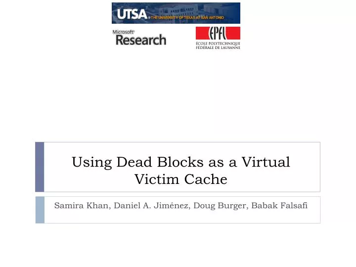 using dead blocks as a virtual victim cache