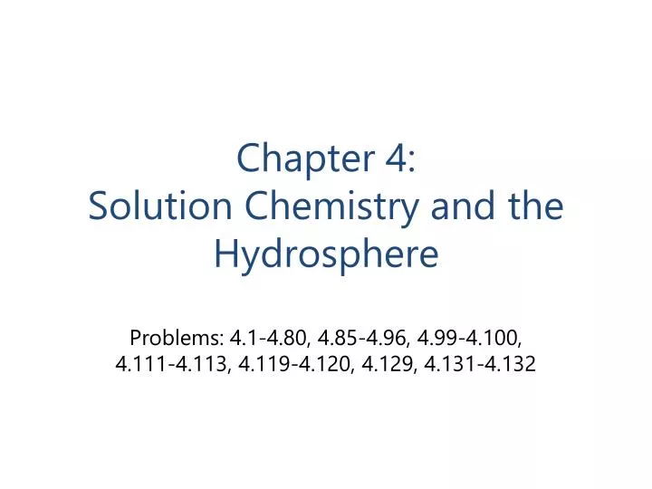 chapter 4 solution chemistry and the hydrosphere
