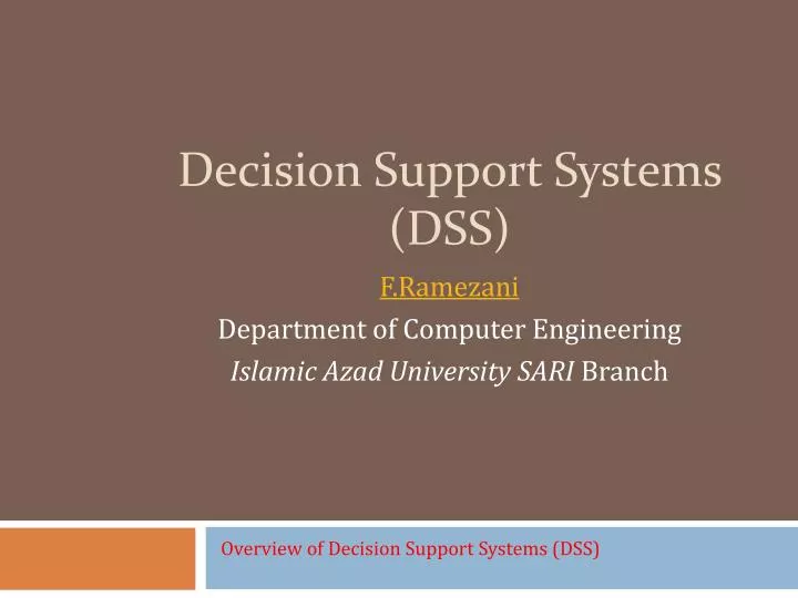 decision support systems dss
