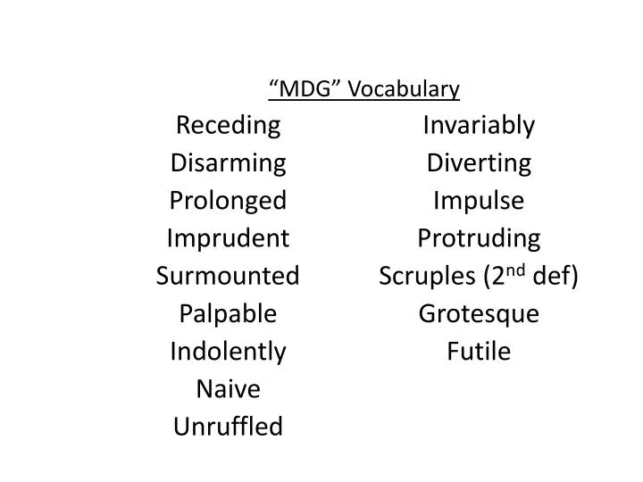 mdg vocabulary