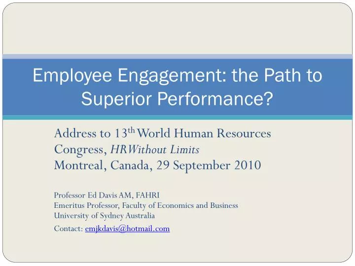 employee engagement the path to superior performance