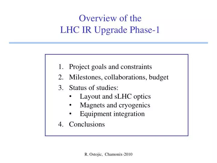 overview of the lhc ir upgrade phase 1