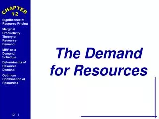 The Demand for Resources