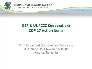 gef unfccc cooperation cop 17 action items