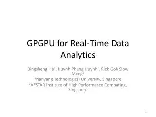 GPGPU for Real-Time Data Analytics