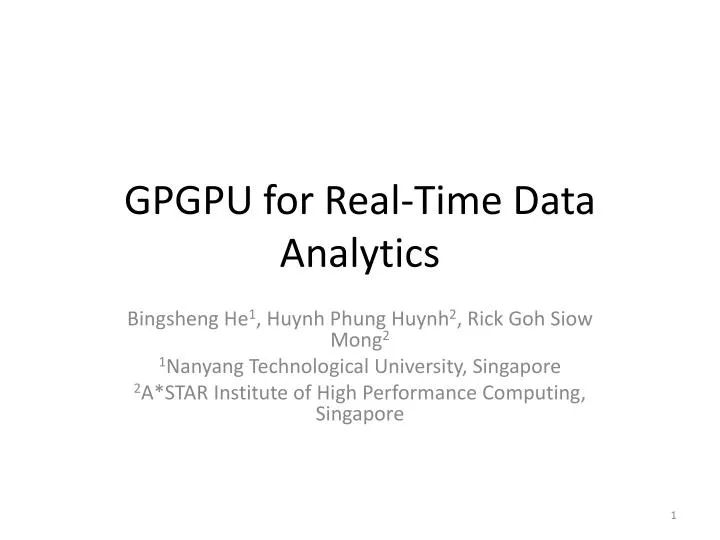 gpgpu for real time data analytics