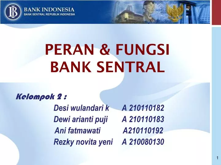 peran fungsi bank sentral